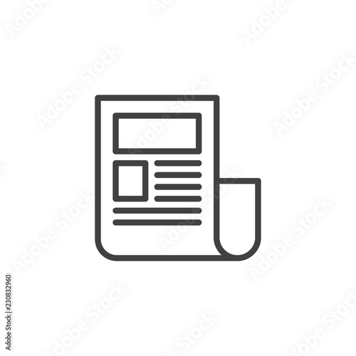 Newspaper outline icon. linear style sign for mobile concept and web design. Folded newspaper simple line vector icon. News symbol, logo illustration. Pixel perfect vector graphics