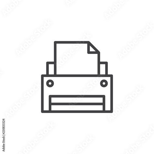 Printer printing outline icon. linear style sign for mobile concept and web design. Print simple line vector icon. Symbol, logo illustration. Pixel perfect vector graphics