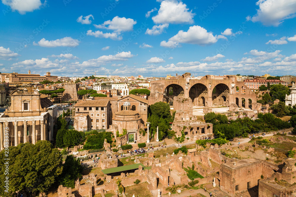 Top view of Roman forum. Rome, Italy