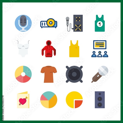 presentation icon. sleeveless and uniform shirt vector icons in presentation set. Use this illustration for presentation works.