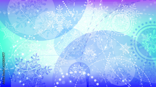 Snowflakes and festive lights - vector background with beautiful snowflakes that merrily shine and shimmer in color space