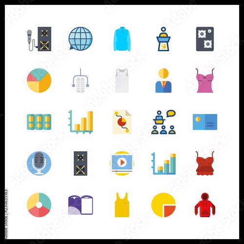 presentation icons set. booklet, media, analysis and copyspace graphic works