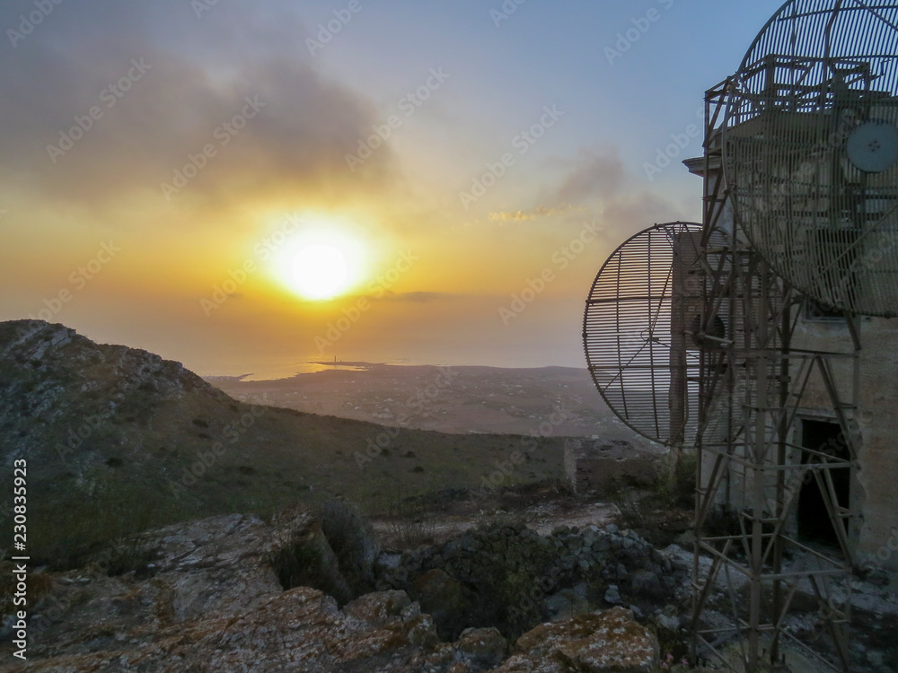 Favignana, Trapani, Italy - view from the Forte Santa Caterina castle at sunset time Favignana, Trapani, Italy - view from the Forte Santa Caterina castle at sunset time