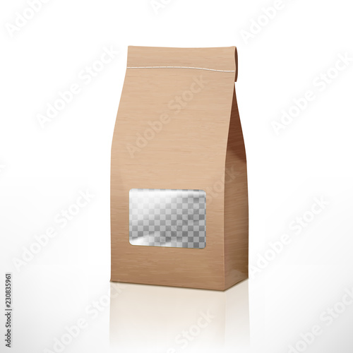 Brown Craft Paper Bag Packaging With Transparent Window
