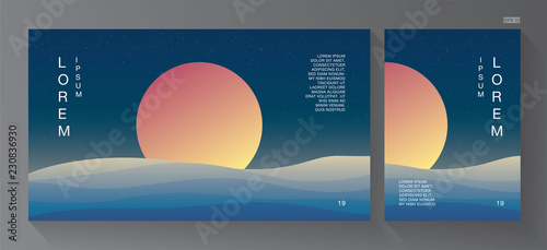 Background Night Moon light with sea