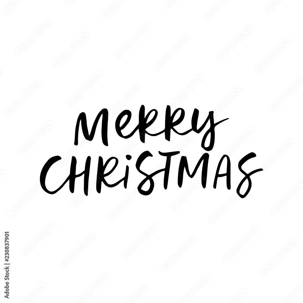 Merry Christmas. Holiday calligraphy quote. Handwritten brush lettering Merry Christmas. Holiday calligraphy quote. Handwritten brush lettering
