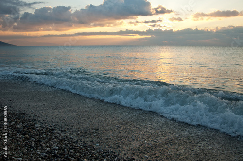 Sunset on the sea coast of the mediterranean sea