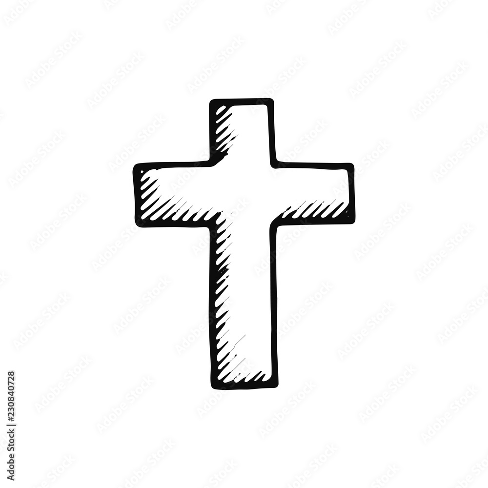 Fototapeta premium cross icon. sketch isolated object black