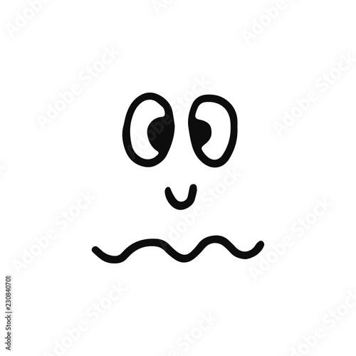 Funny face icon. sketch isolated object black