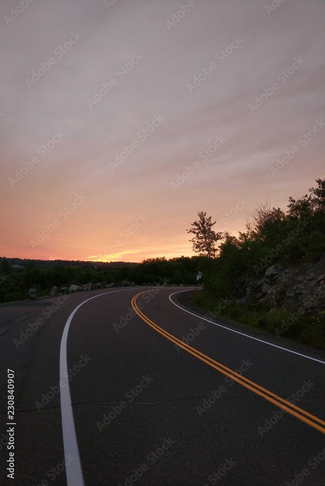 Duluth Minnesota sunset road