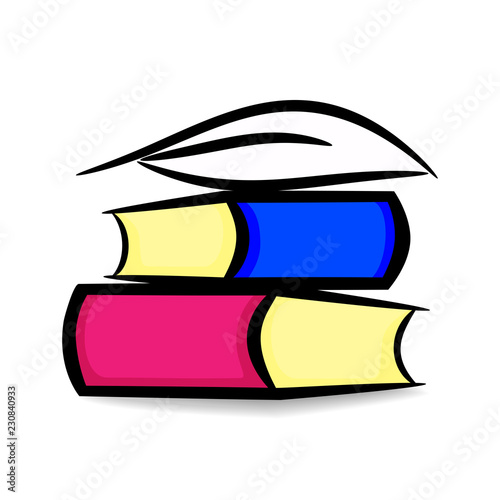 Contour illustration of books and pen. Vector design for writers, readers, etc.