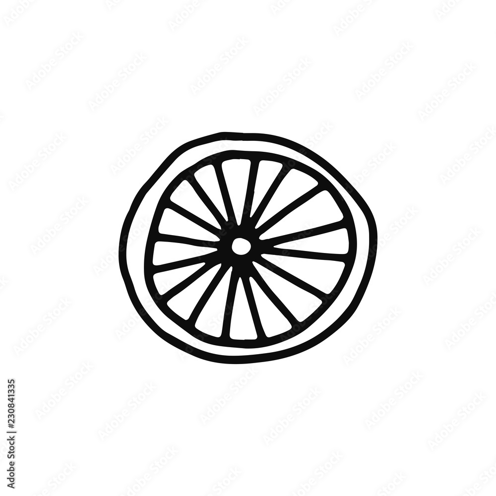wheel icon. sketch isolated object black