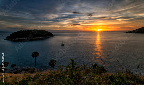 Beautiful twilight sky at Windmill Viewpoint Phuket, Thailand.