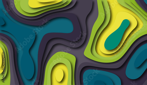 Paper cutout background. Realistic 3d layered smooth objects. Design for branding, advertising with abstract shapes. Modern background for covers, invitations, posters, banners, flyers, placards. photo