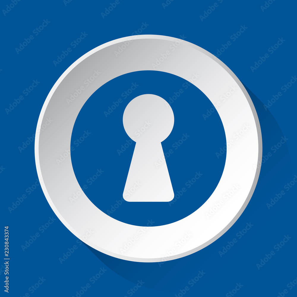 keyhole - simple blue icon on white button keyhole - simple blue icon on white button