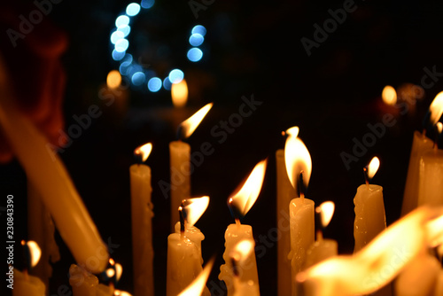 Lit up Candles to honor and remember the dead loved ones during all Soul's Day photo