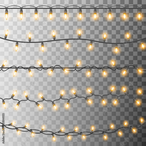 Принти на полотні Set of glowing Christmas bulbs