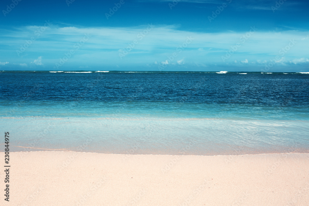 Caribbean sea and blue sky. Travel background.