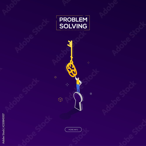 Problem solving - modern isometric vector web banner