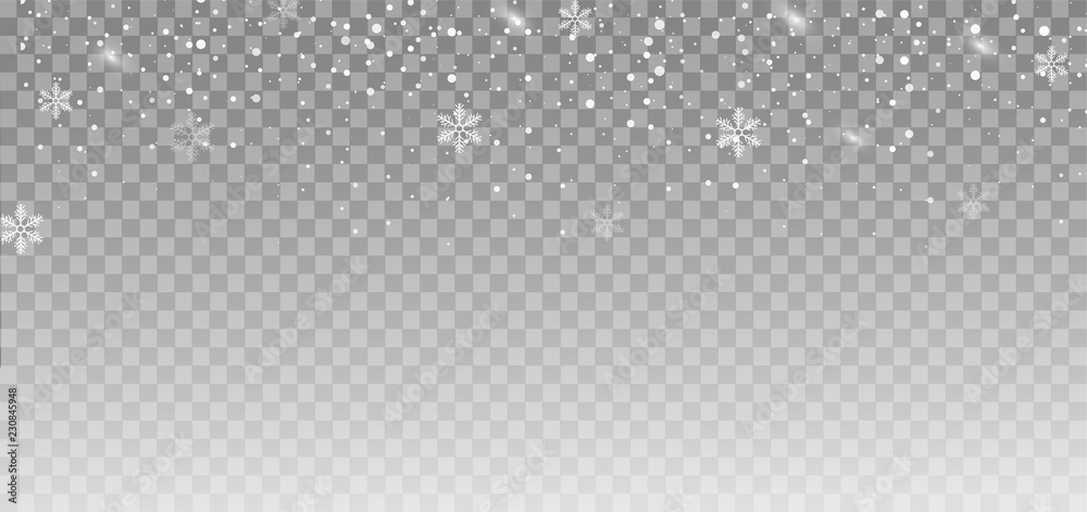 Snow background and snowflakes. Falling snow effect. Overlay. Vector Snow background and snowflakes. Falling snow effect. Overlay. Vector