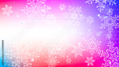 Snowflakes and festive lights - vector background with beautiful snowflakes that merrily shine and shimmer in color space