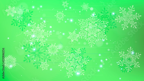 Snowflakes and festive lights - vector background with beautiful snowflakes that merrily shine and shimmer in color space