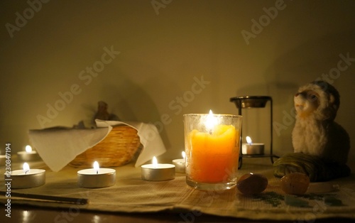 Candles on the altar, selective focus on candle
