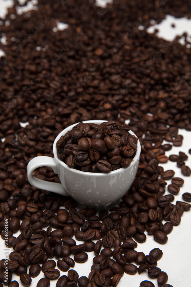 Coffee beans and cup Coffee beans and cup