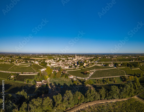 Aerial View, Bordeaux vineyards, Saint-Emilion, Aquitaine area of the Gironde department, France photo