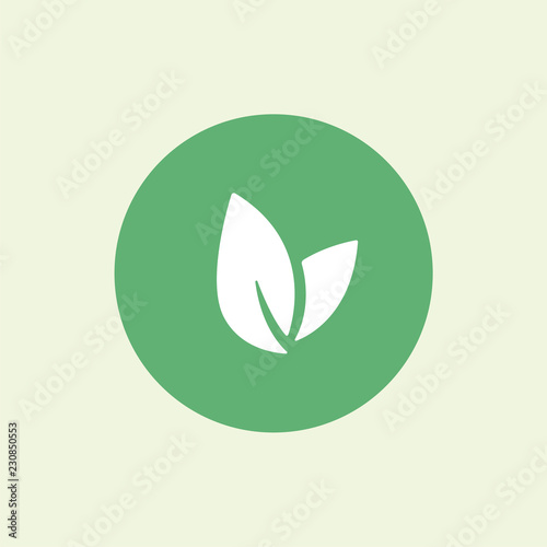 Leaf vector logo, health icon, vegan vegetarian, wellnes, spa concept. Bio eco symbol isolated on green, flat design