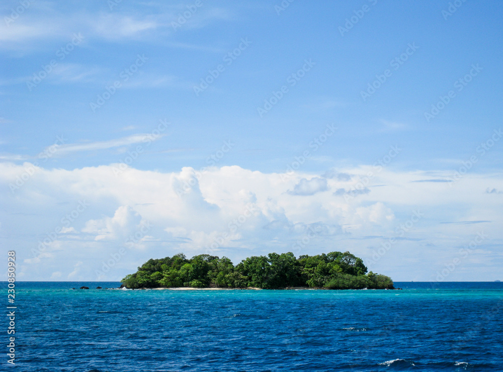 Fototapeta premium lonely island in the middle of the sea.