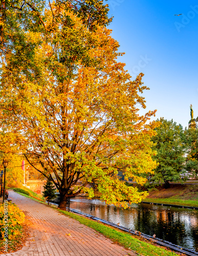 Morning in old botanical park of Riga - capital of Latvia, EC