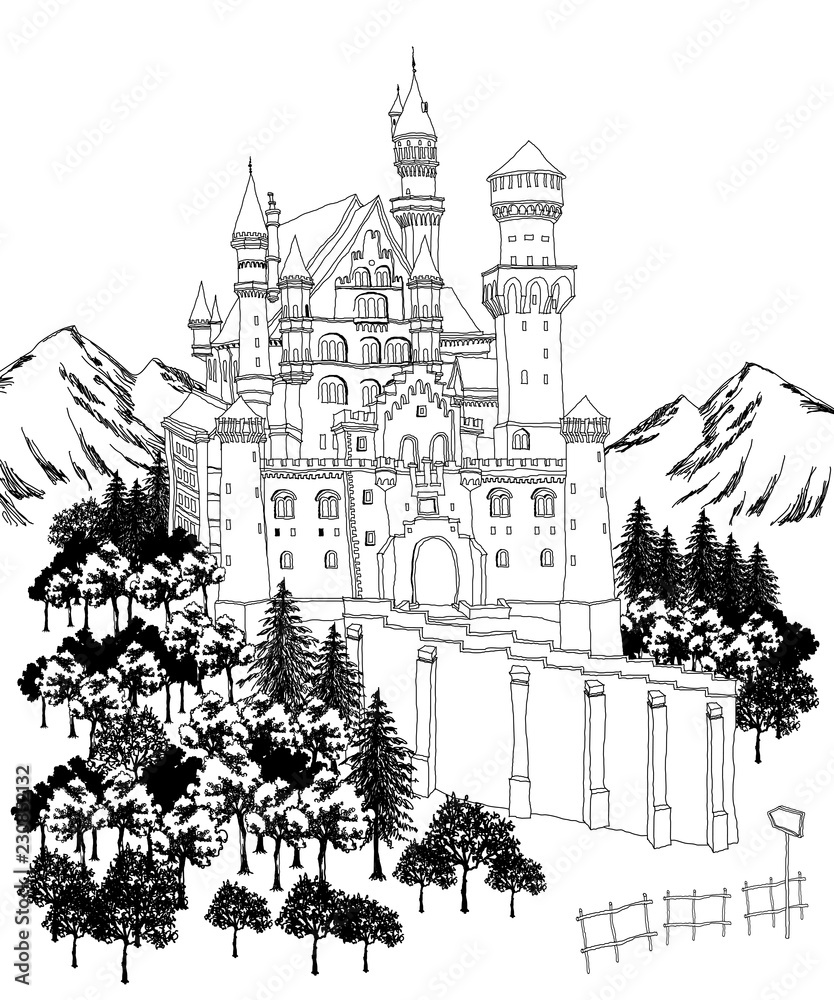 Palace by mountains
