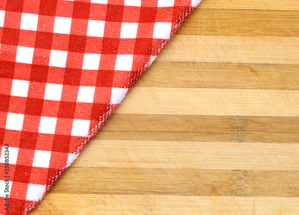 Obraz premium Tablecloth on wooden table background