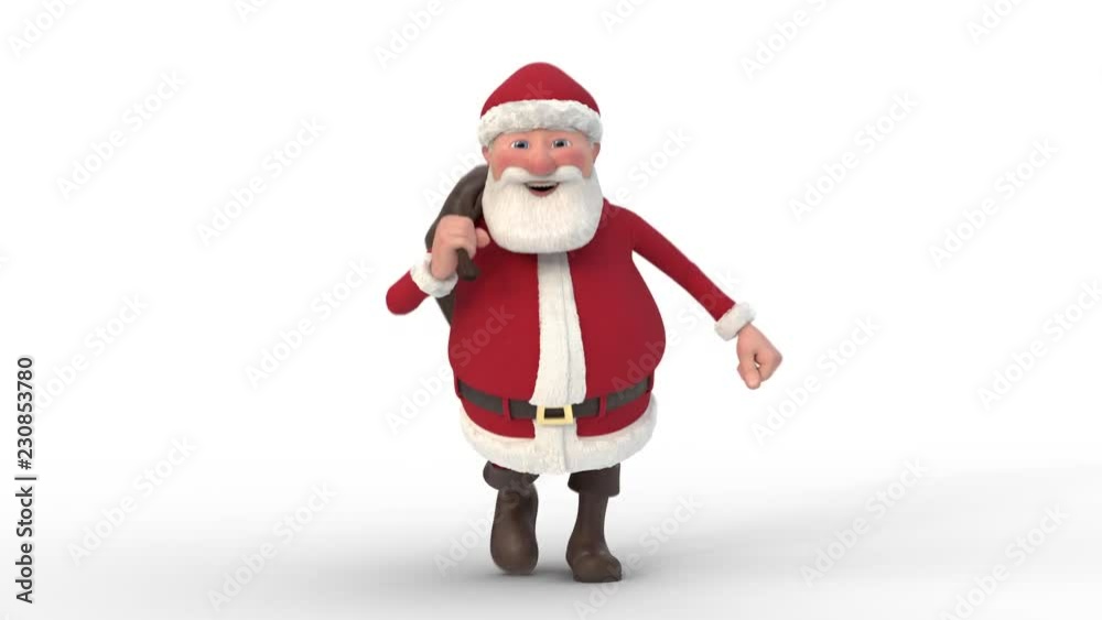 Seamless looping animation of a cartoon Santa Claus running on a white background. Front view. High quality 3d animation Seamless looping animation of a cartoon Santa Claus running on a white background. Front view. High quality 3d animation