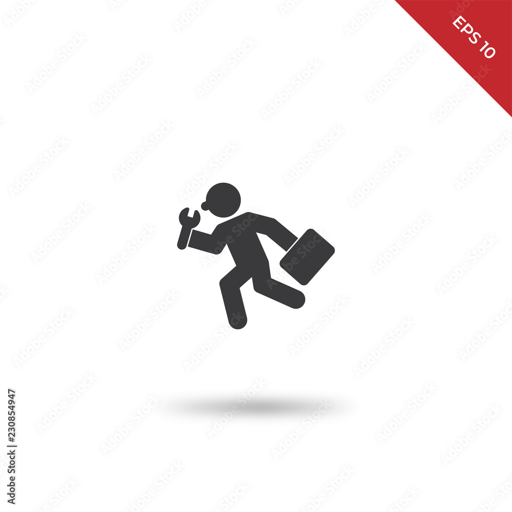 Running repair man vector icon