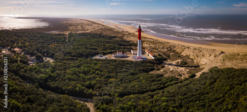 Aerial view of lighthouse La Coubre in La Tremblade, Charente Maritime photo