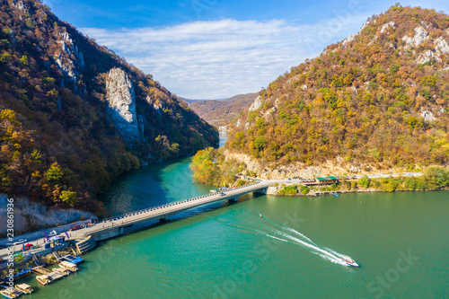 Decebal Statue on the Danube river, Romania photo