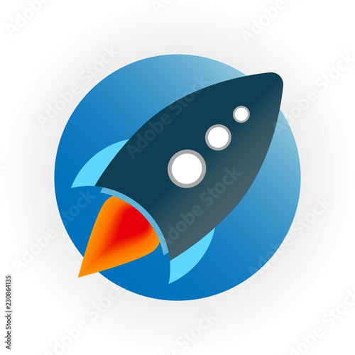 flat icon blue rocket