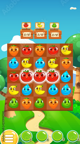 Match 3 Game Fruits / Game Reskin Asset