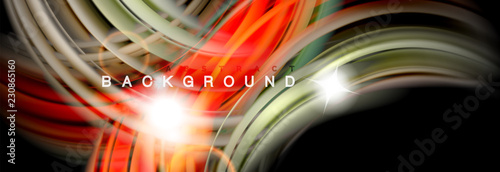 Mixing color waves on black, liquid flowing shapes