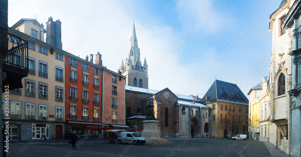 Fototapeta premium Medieval Grenoble with Saint-Andre Church