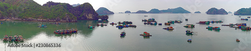 Ha Long Bay with boats and floating dwellings