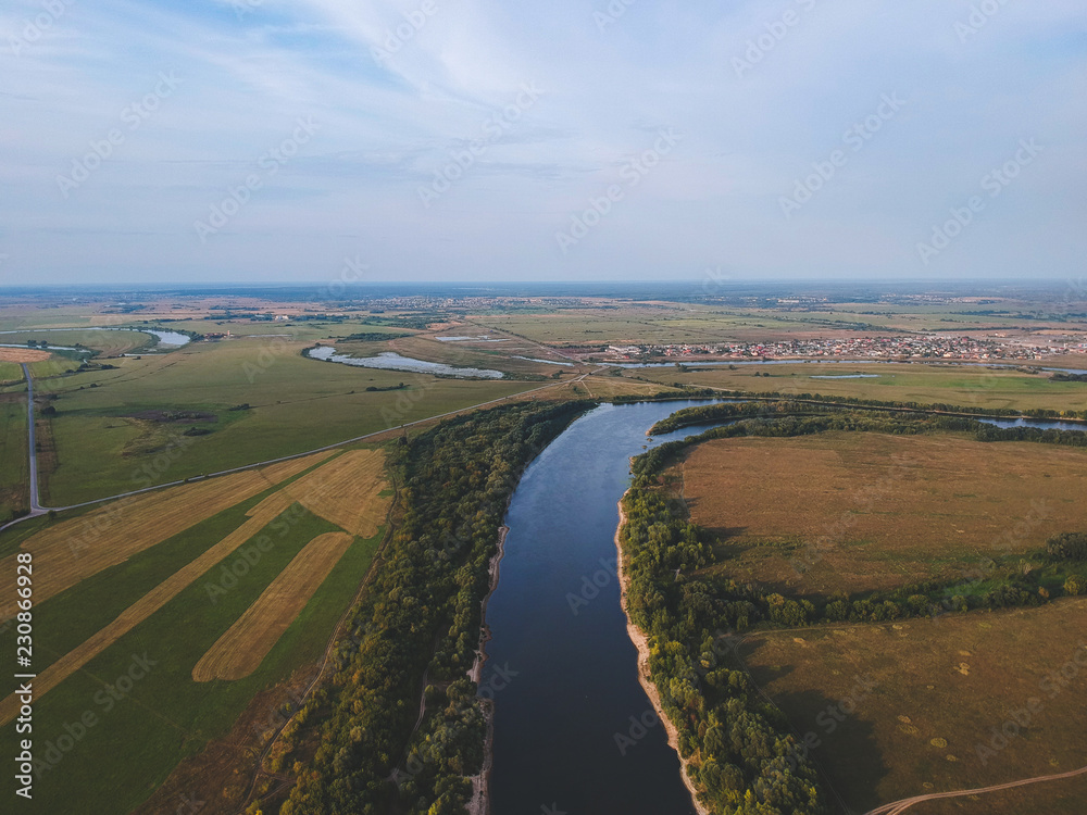 View of the great Oka river from a height