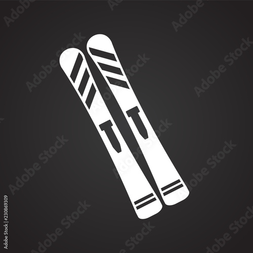 Ski on black background icon