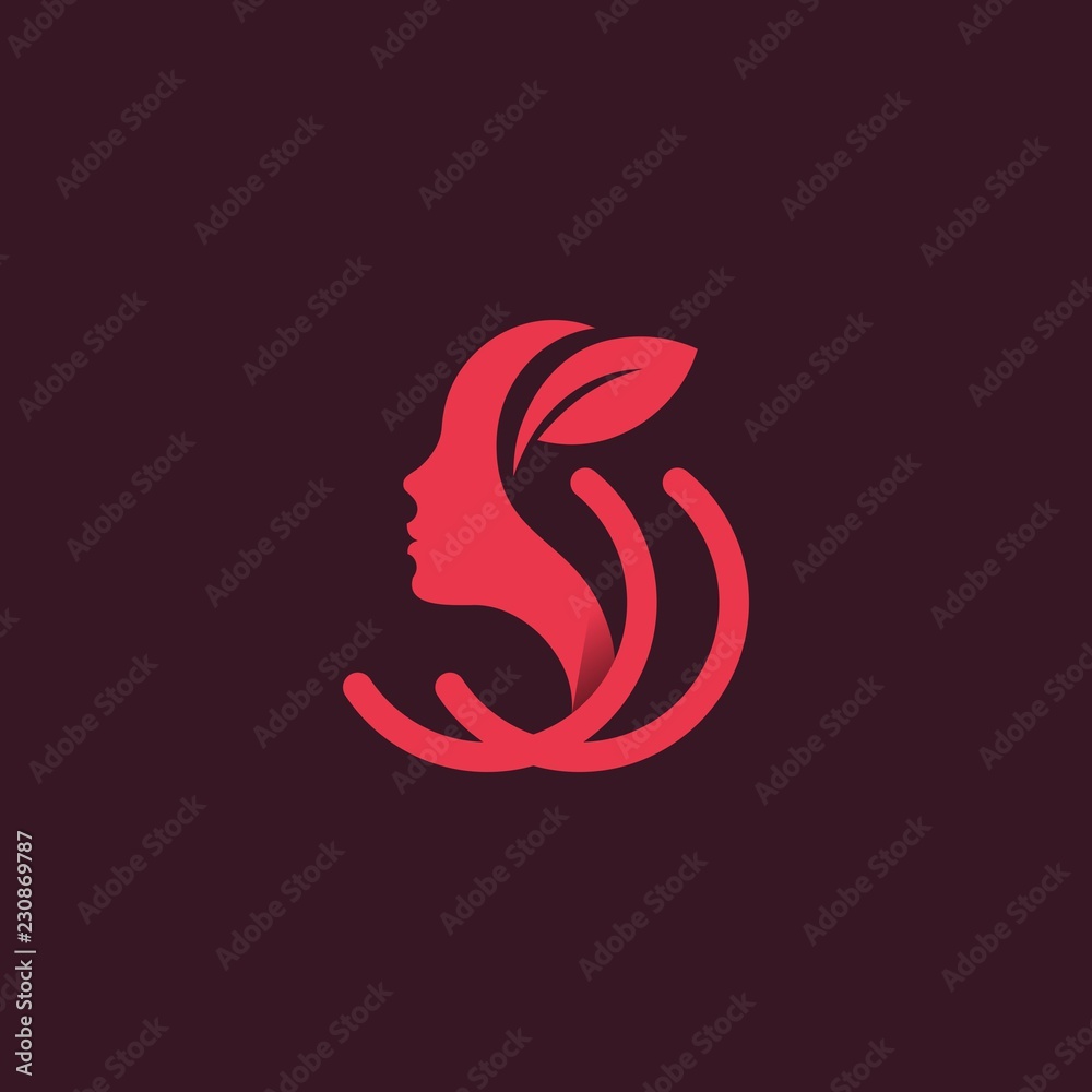 Fototapeta premium Head Beauty Face Nature Silhouette Abstract Icon Logo Design Template Element Vector