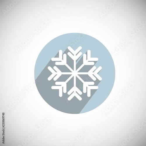 Snow flake on flat background icon