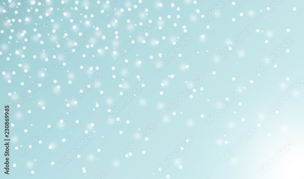 light blue background with light and snowflakes falling down