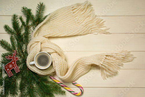 Tableau sur toile Christmas cozy background with copy space