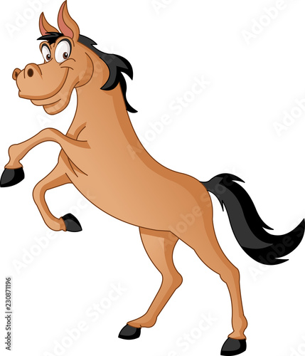Cartoon cute horse. Vector illustration of funny happy animal.